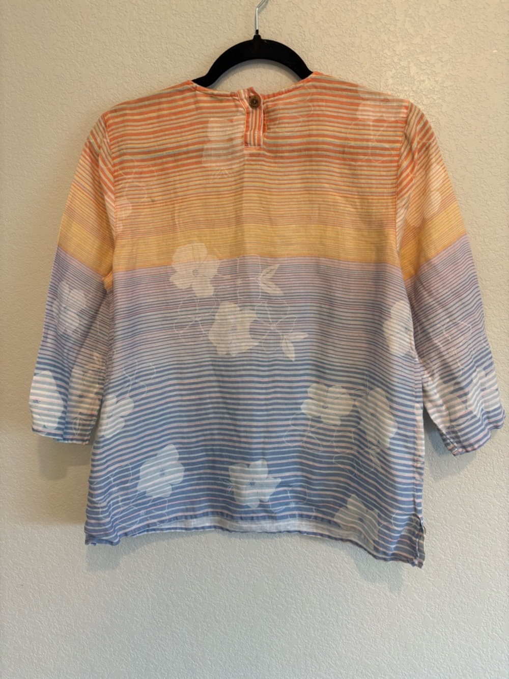 J.Jill 100% Linen Floral Stripe Tunic Top Blue Orange Lightweight XS - Picture 8 of 10